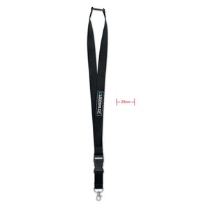 GiftRetail MO9661 - WIDE LANY Lanyard 25mm con mosquetón Negro