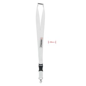 GiftRetail MO9661 - WIDE LANY Lanyard 25mm con mosquetón Blanco