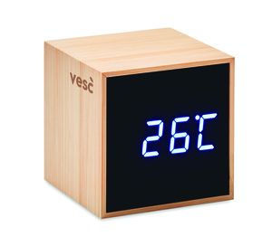 GiftRetail MO9922 - Despertador LED con carcasa de bambú Wood