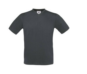 B&C BC163 - Camiseta Hombre Cuello V 100% Algodón Gris oscuro
