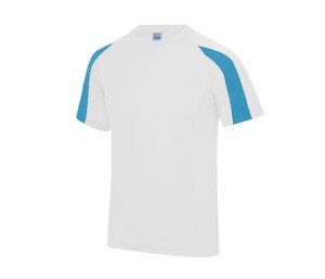 Just Cool JC003 - Camiseta sport contraste Arctic White / Sapphire Blue