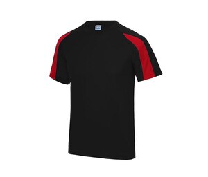 Just Cool JC003 - Camiseta sport contraste Jet Black / Fire Red