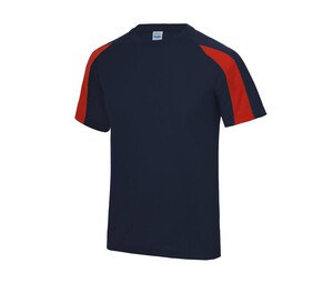 Just Cool JC003 - Camiseta sport contraste French Navy / Fire Red