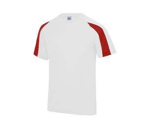 Just Cool JC003 - Camiseta sport contraste Arctic White / Fire Red