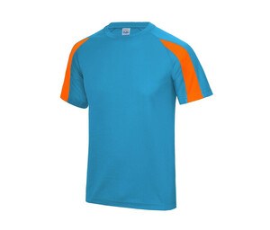 Just Cool JC003 - Camiseta sport contraste Sapphire Blue/ Electric Orange