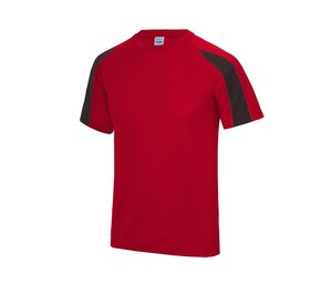 Just Cool JC003 - Camiseta sport contraste Fire Red / Jet Black