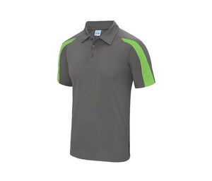 Just Cool JC043 - Polo sport contraste Charcoal/ Lime Green