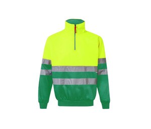 VELILLA V5701 - Sudadera cremallera bicolor alta visibilidad Fluo Yellow / Green