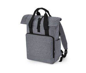 Bag Base BG118L - Mochila para laptop de la portada de manejo gemelo reciclado Grey Marl