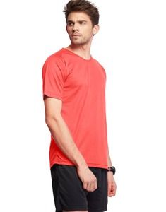 Mustaghata WINNER - Camiseta activa para hombres mangas cortas y raglantes 125g Neón coral