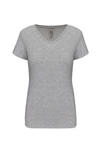 Kariban K3015 - Camiseta con elastán cuello de pico mujer Light Grey Heather