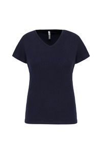 Kariban K3015 - Camiseta con elastán cuello de pico mujer Azul marino
