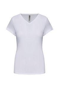 Kariban K3015 - Camiseta con elastán cuello de pico mujer White