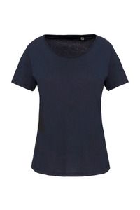 Kariban K399 - Camiseta orgánica con cuello sin costuras y manga corta mujer Azul marino
