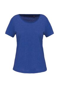 Kariban K399 - Camiseta orgánica con cuello sin costuras y manga corta mujer Ocean Blue Heather