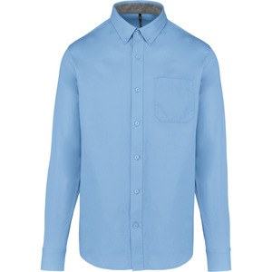 Kariban K586 - Camisa de algodón Nevada de manga larga para hombre Azul cielo