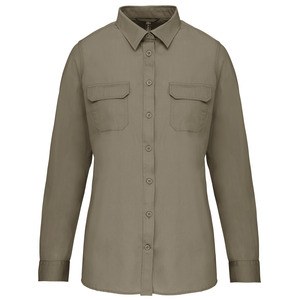 Kariban K591 - Camisa Safari manga larga mujer Light Khaki