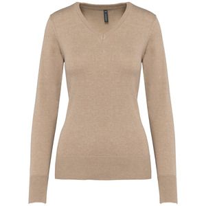 Kariban K966 - JERSEY ESCOTE DE PICO PARA MUJER Beige heather