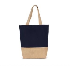 Kimood KI0298 - Bolsa de compras de algodón e hilos de yute laminados Minorca Navy / Natural