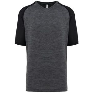 PROACT PA4030 - Camiseta pádel bicolor mangas raglán hombre Black / Marl Dark Grey