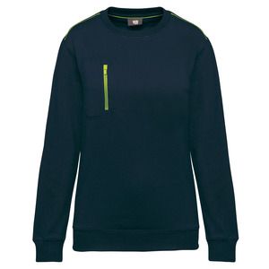 WK. Designed To Work WK403 - Sudadera DayToDay con bolsillo a zip contraste - Unisex Navy/Fluorescent Yellow