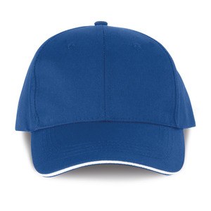 WK. Designed To Work WKP145 - Gorra sandwich contrastado 6 paneles - Certificado Oeko-Tex Azul royal / Blanco