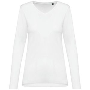 Kariban Premium PK307 - Camiseta Supima® cuello de pico manga larga mujer White