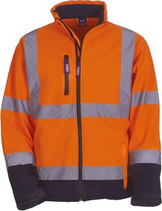 Yoko YHVK09 - Chaqueta Softshell alta visibilidad Hi Vis Orange/Navy