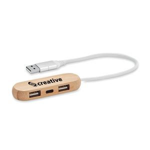 GiftRetail MO6848 - VINA C Hub USB de 3 puertos Wood