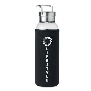 GiftRetail MO6860 - HELSINKI GLASS Botella vidrio bolsa de 500 ml Negro