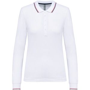 Kariban K281 - Polo piqué manga larga mujer White / Navy / Red