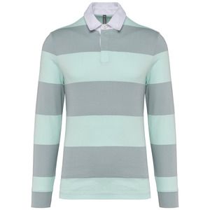 Kariban K285 - Polo a rayas manga larga unisex Light Grey / Ice Mint Stripes