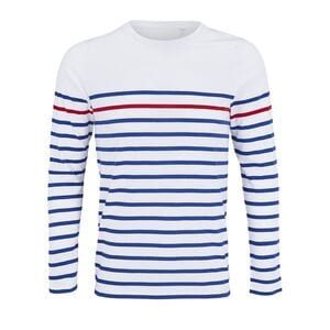 SOL'S 03099 - Matelot Lsl Men Camiseta Rayada De Manga Larga De Hombre White/ Royal/ Red