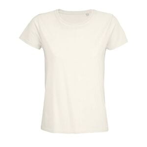SOL'S 03579 - Pioneer Women Camiseta Mujer Ajustada De Punto Liso Y Cuello Redondo Off-White