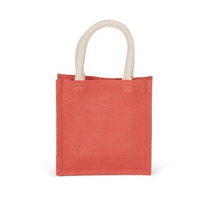 Kimood KI0272 - Bolso tote de lona de yute - modelo pequeño True Coral