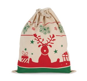 Kimood KI0735 - Bolsa con cordón y motivos navideños Naturales