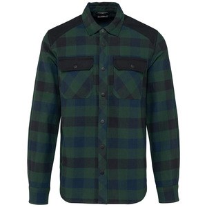 WK. Designed To Work WK520 - Camisa a cuadros con bolsillos Forest Green / Navy Checked / Black