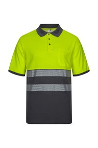 Velilla 305523 - POLO ALGODÓN BICOLOR MC RS GREY/HI-VIS YELLOW