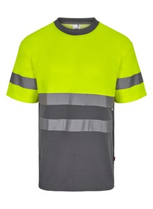 Velilla 305613 - CAMISETA ALGODÓN BICOLOR MC AV GREY/HI-VIS YELLOW