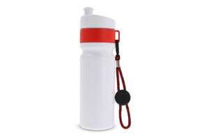 TopPoint LT98736 - Botella deportiva con borde y cordón 750ml Blanco / Rojo