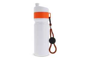 TopPoint LT98736 - Botella deportiva con borde y cordón 750ml Blanco / Naranja