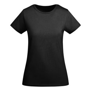 Roly CA6699 - BREDA WOMAN Camiseta de mujer entallada de manga corta en algodón orgánico certificado OCS Negro