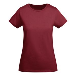 Roly CA6699 - BREDA WOMAN Camiseta de mujer entallada de manga corta en algodón orgánico certificado OCS Garnet