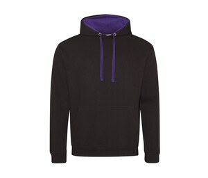 AWDIS JH003 - Sudadera con capucha en contraste Jet Black/ Purple