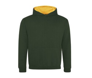 AWDIS JH03J - Sudadera infantil con capucha a contraste Forest Green/ Gold