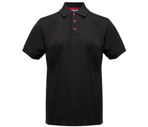 BLACK&MATCH BM100 - Contrasting button poloshirt Negro / Rojo