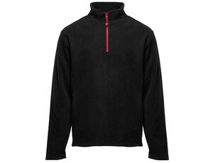 BLACK&MATCH BM505 - 1/4 zip fleece jacket Negro / Rojo