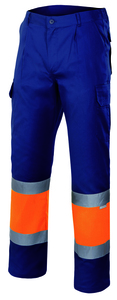 Velilla 156 - PANTALÓN BICOLOR FORRADO AV MARINE BLUE/HI-VIS ORANGE