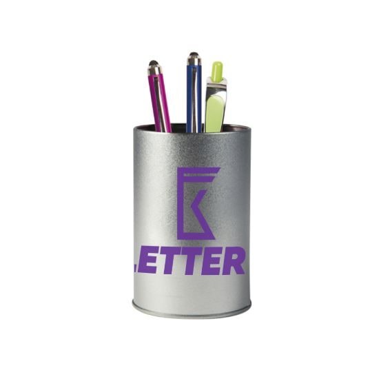 EgotierPro 22346 - Cubo metálico redondo para lápices de aluminio BUCKET