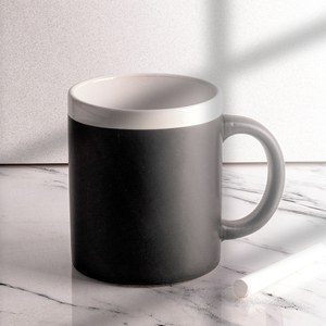 EgotierPro 28199 - Taza de cerámica 300 ml con tiza SLATE Blanco